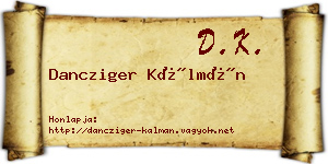 Dancziger Kálmán névjegykártya